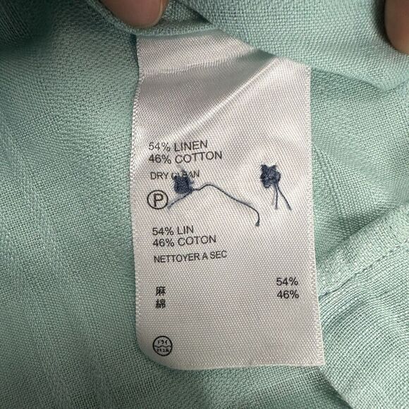 Tommy Bahama Linen Blend Button Up Shirt Mens 2XL Blue Long Sleeve - Picture 9 of 11